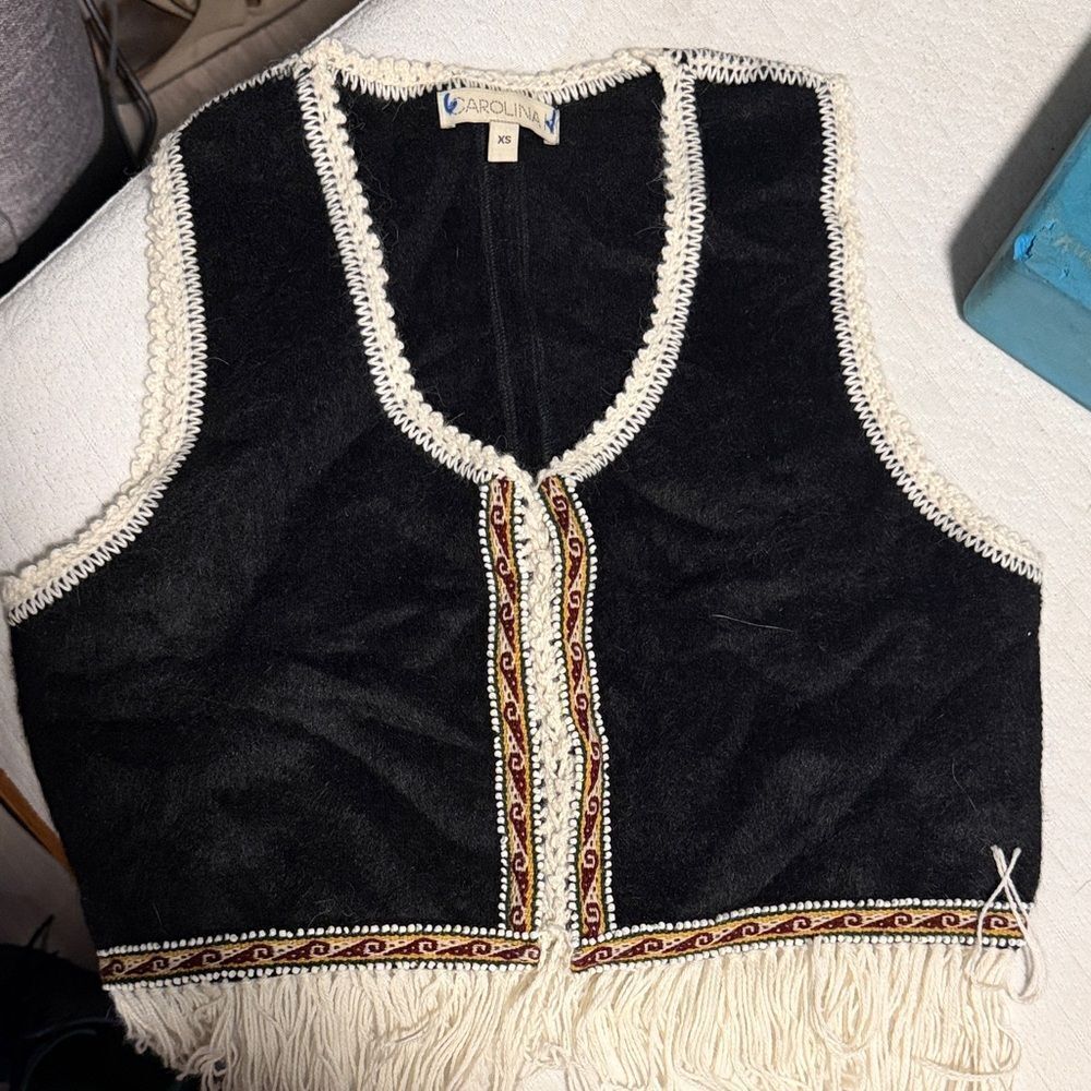 Carolina K 100 percent alpaca embroidery vest